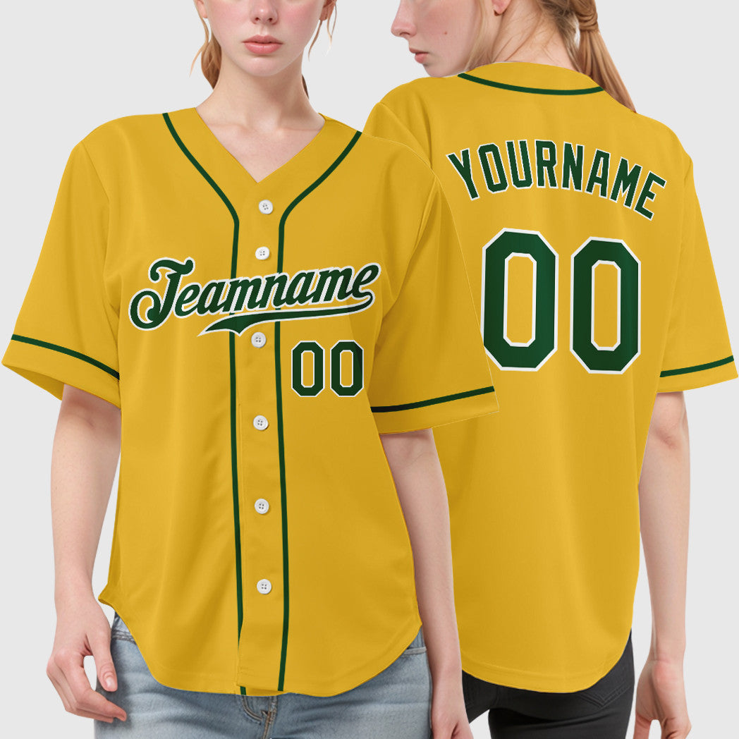 Custom Yellow Green Green-White Sleeve Baseball Jersey