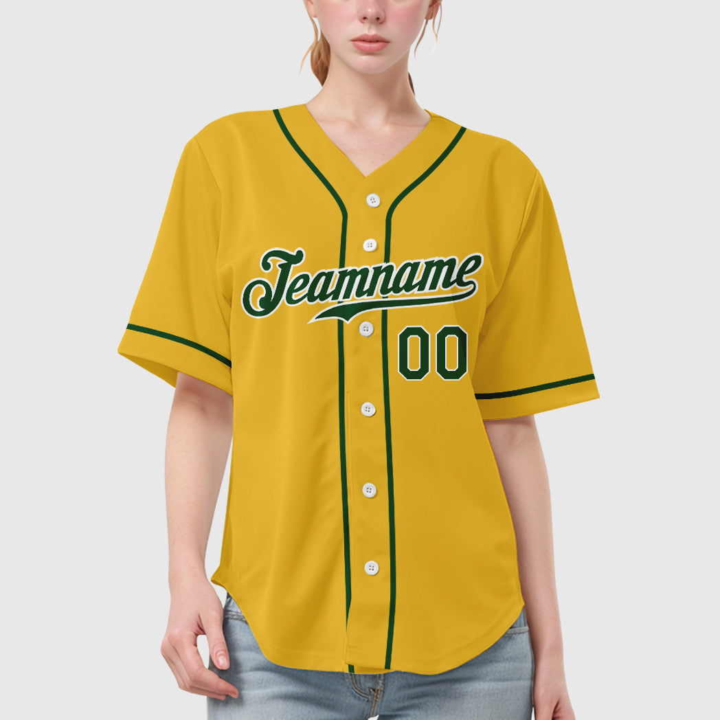 Custom Yellow Green Green-White Sleeve Baseball Jersey