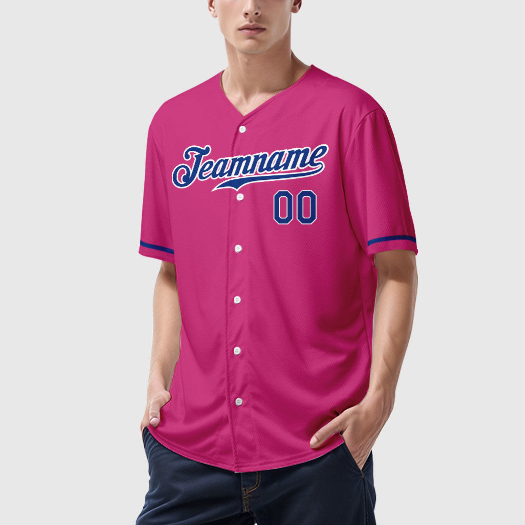 Custom Pink White Royal Baseball Jersey