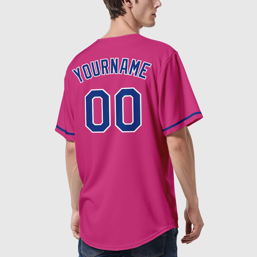 Custom Pink White Royal Baseball Jersey