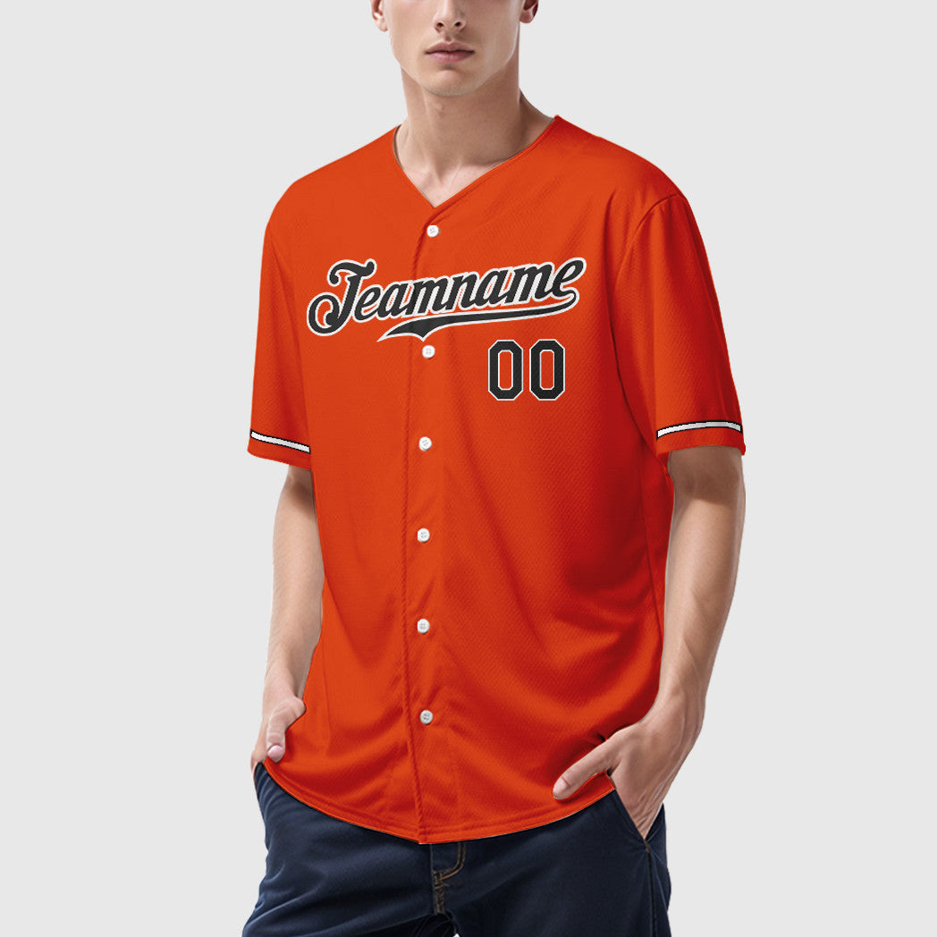 Custom Orange Black Black-White Baseball Jersey