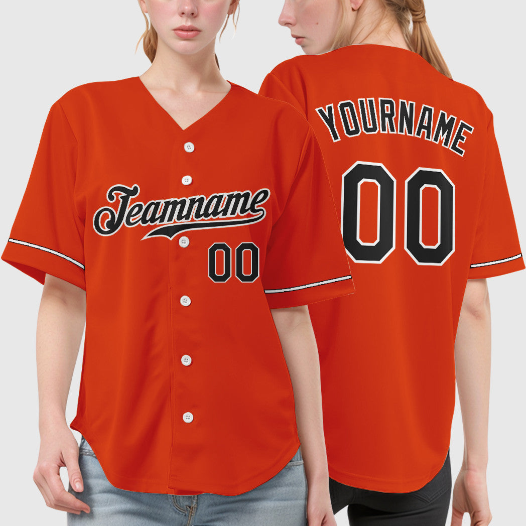 Custom Orange Black Black-White Baseball Jersey