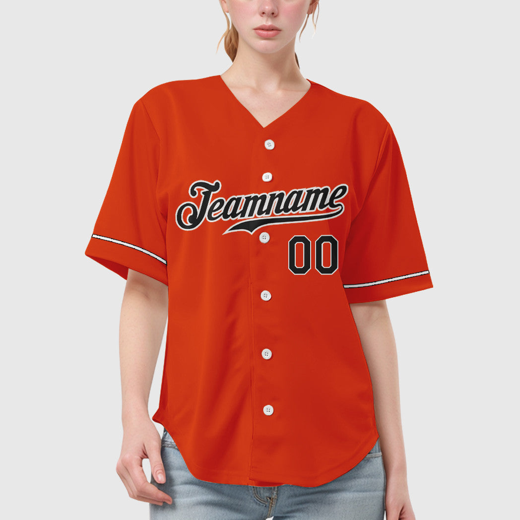 Custom Orange Black Black-White Baseball Jersey