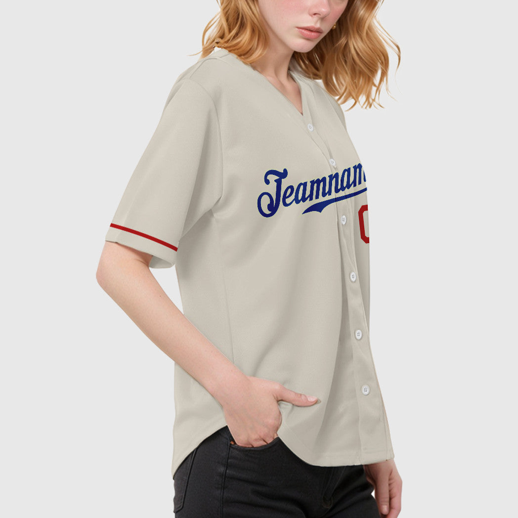 Custom Cream Royal Red Baseball Jersey