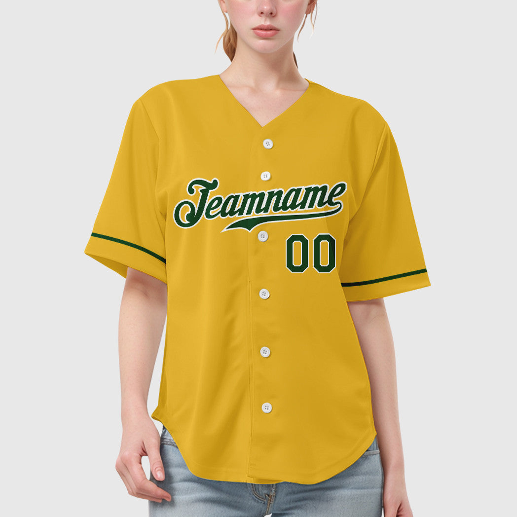 Custom Yellow Green Green-White Baseball Jersey
