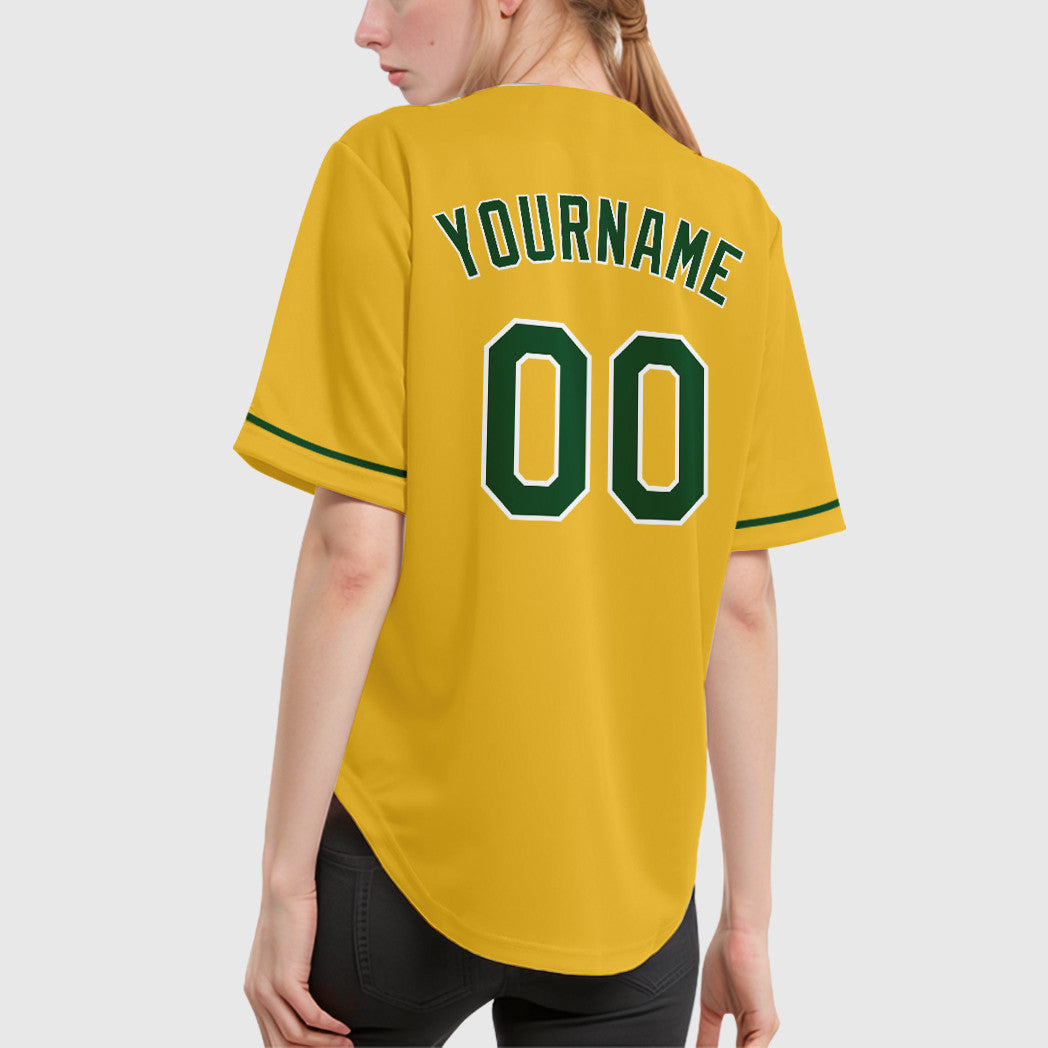 Custom Yellow Green Green-White Baseball Jersey