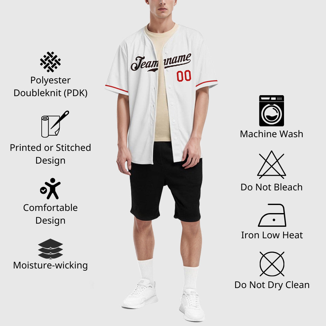Custom White Brown Red-Brown Baseball Jersey