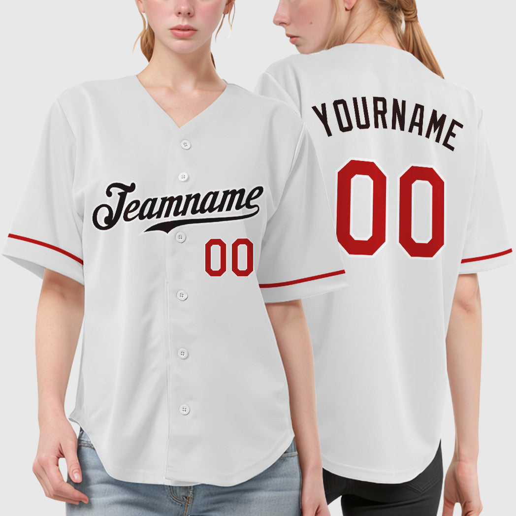 Custom White Brown Red-Brown Baseball Jersey