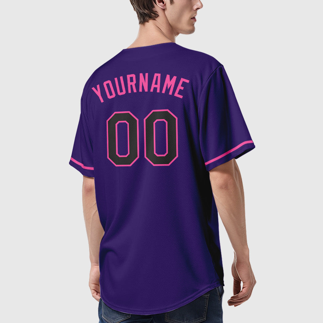 Custom Purple Black Pink Baseball Jersey