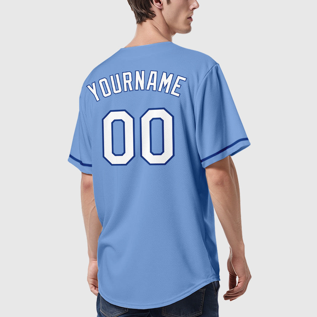 Custom Powder Blue White Royal Baseball Jersey
