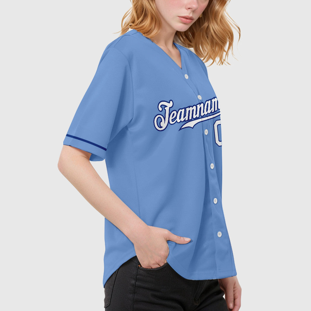 Custom Powder Blue White Royal Baseball Jersey