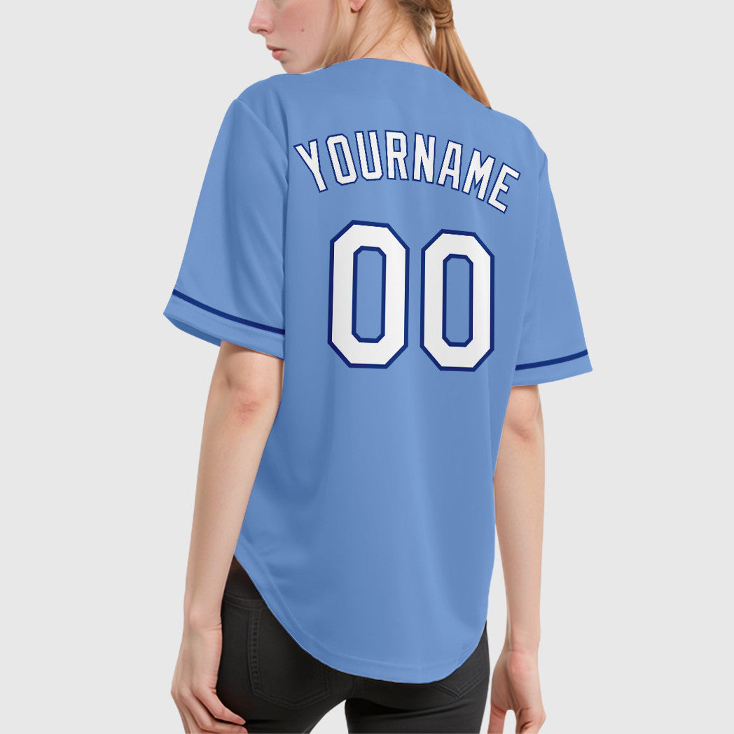 Custom Powder Blue White Royal Baseball Jersey