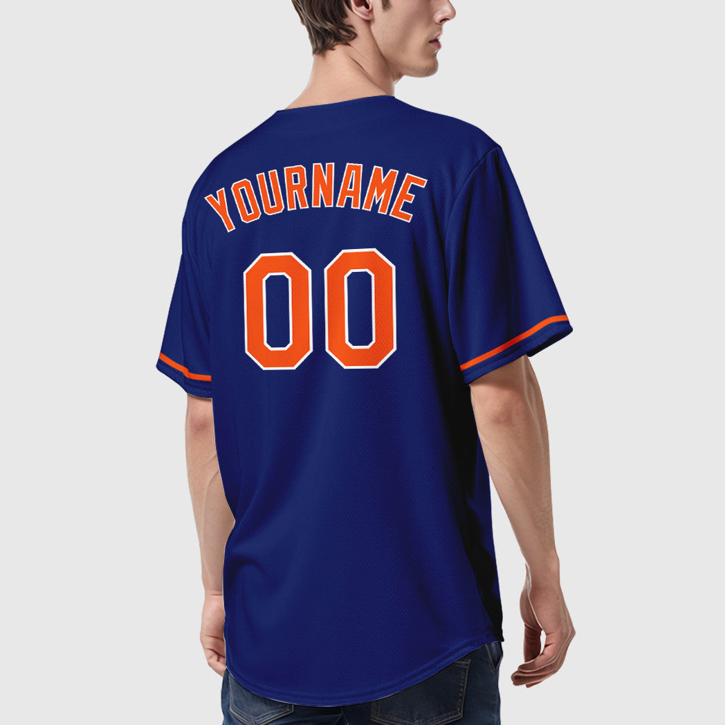 Custom Royal White Orange Baseball Jersey