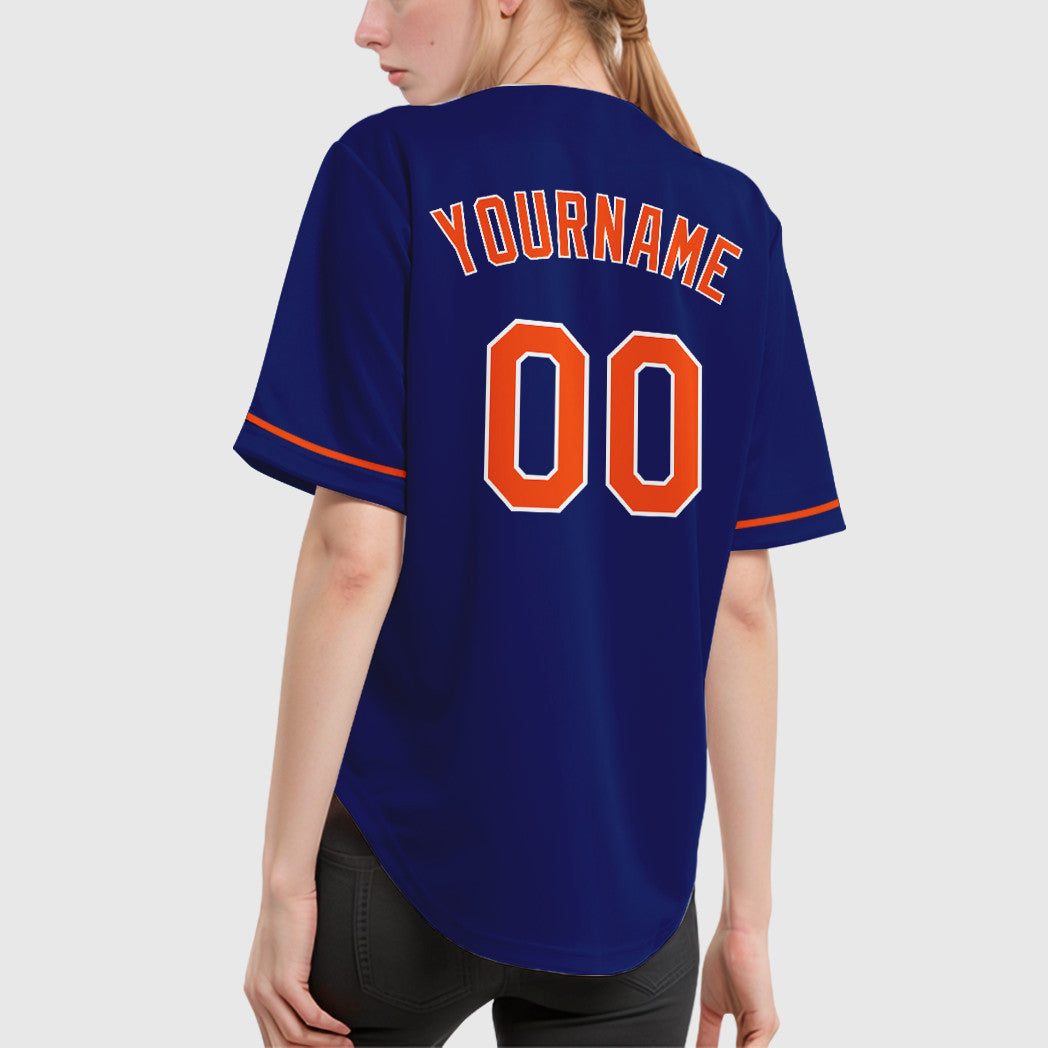 Custom Royal White Orange Baseball Jersey