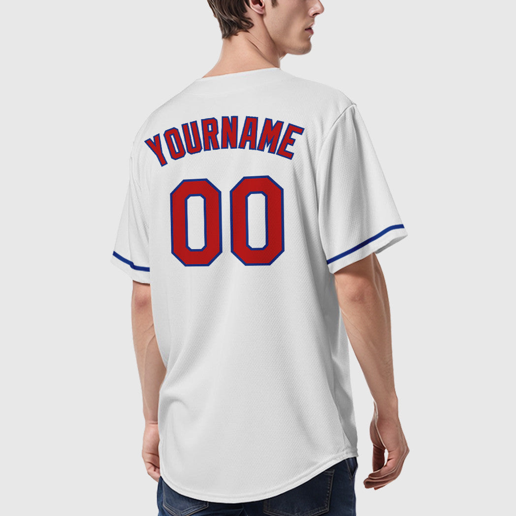 Custom White Red Red-Royal Baseball Jersey