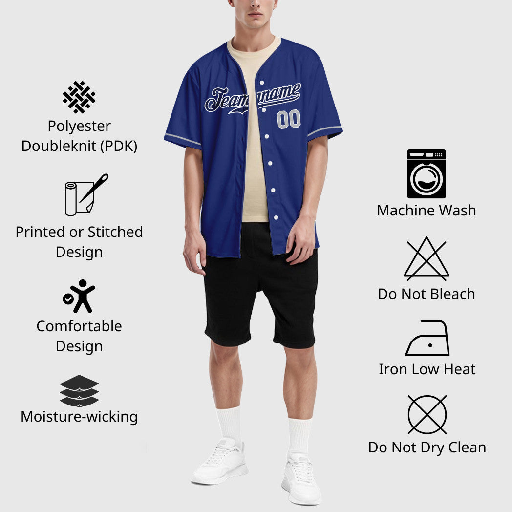 Custom Royal White Gray-Navy Baseball Jersey