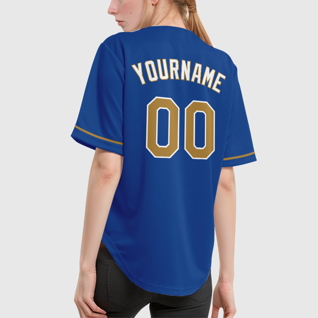 Custom Royal White Old Gold-White Feature Baseball Jersey