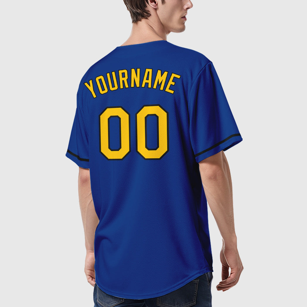 Custom Royal Yellow Black Baseball Jersey