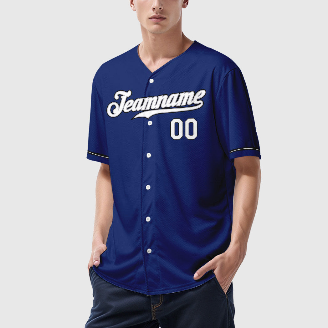 Custom Royal White White Gray-Black Baseball Jersey