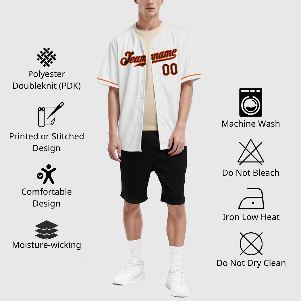 Custom White Brown Brown-Orange Baseball Jersey