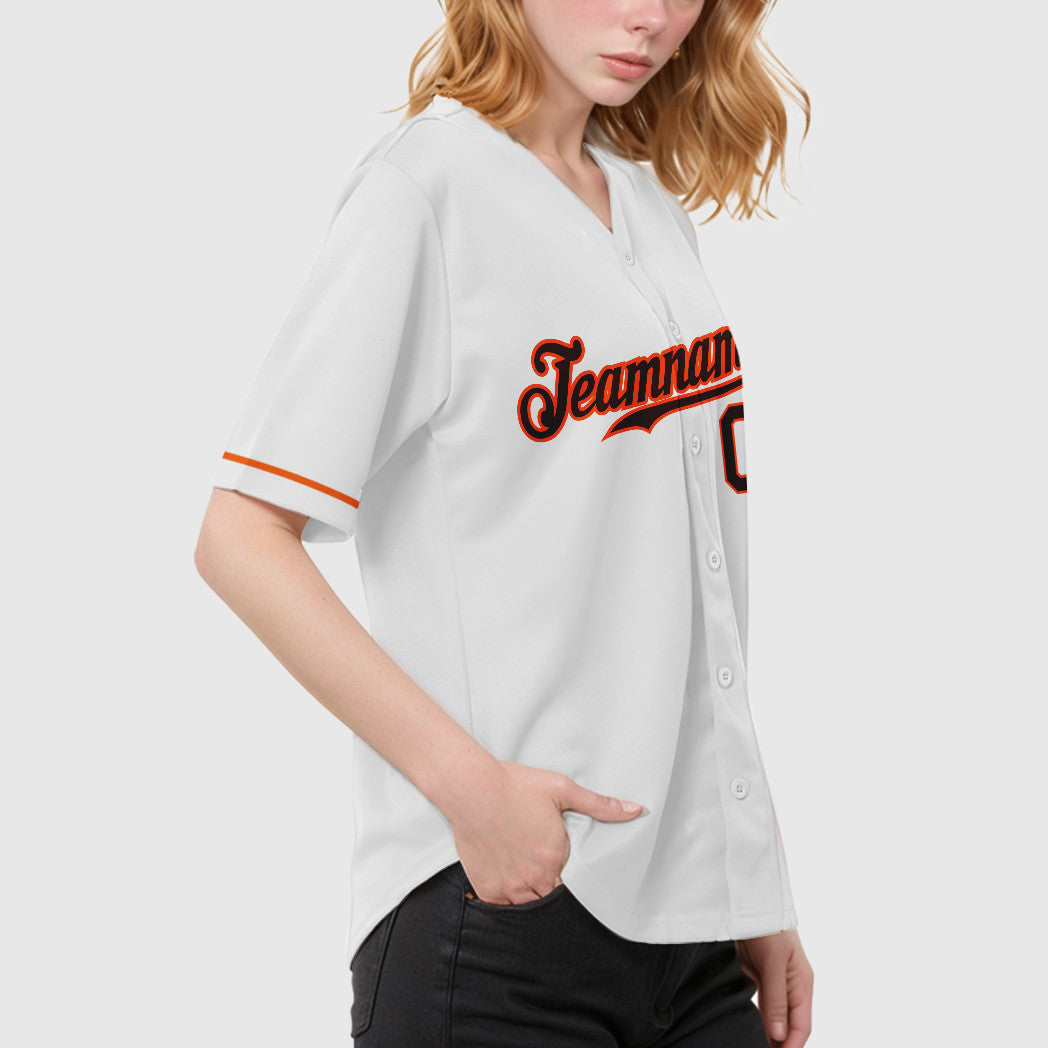 Custom White Brown Brown-Orange Baseball Jersey