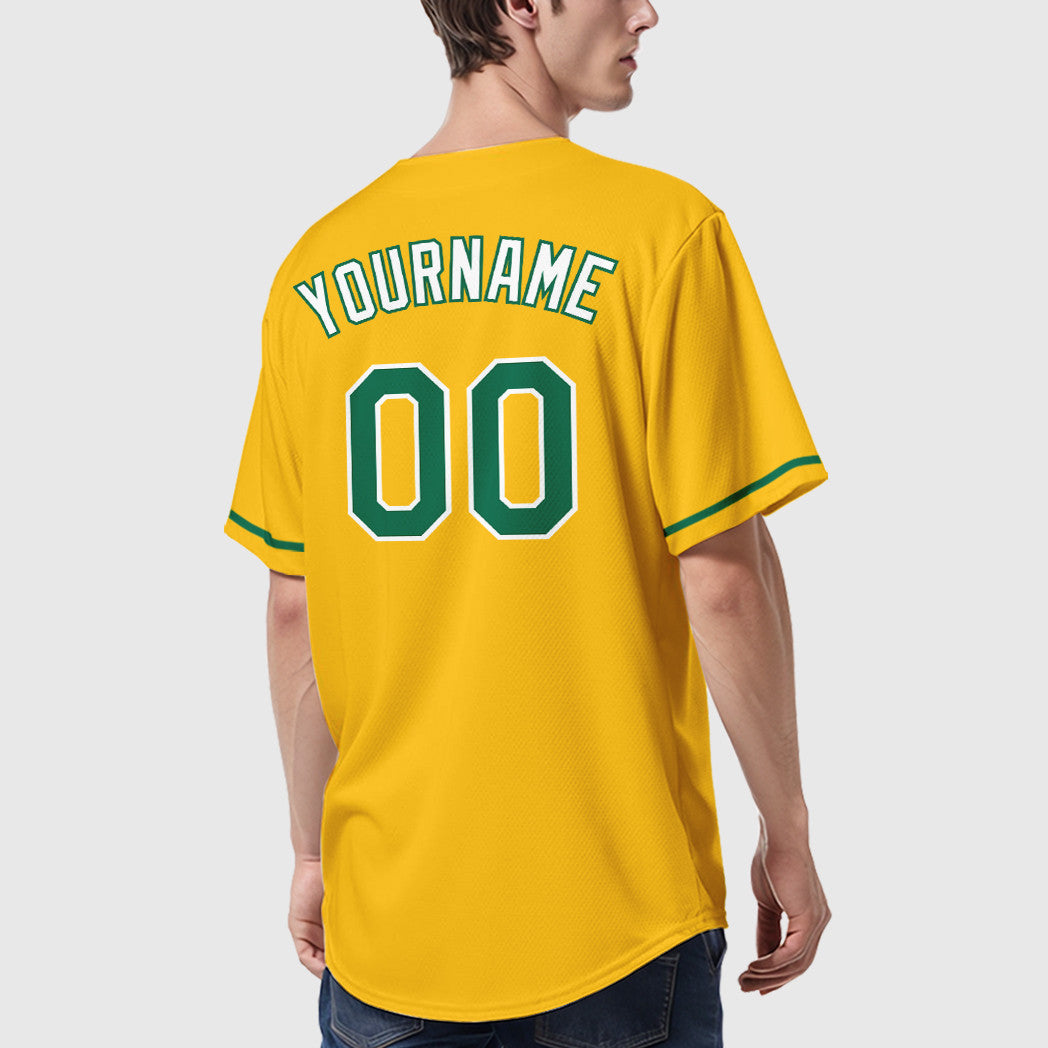 Custom Yellow Kelly Green Kelly Green-White Baseball Jersey