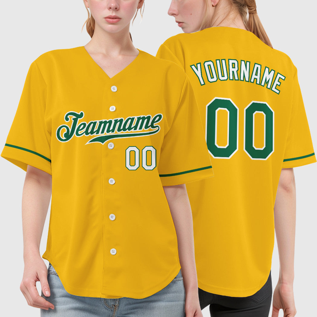 Custom Yellow Kelly Green Kelly Green-White Baseball Jersey