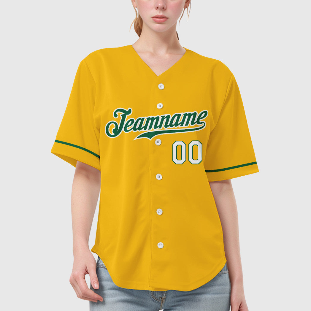 Custom Yellow Kelly Green Kelly Green-White Baseball Jersey