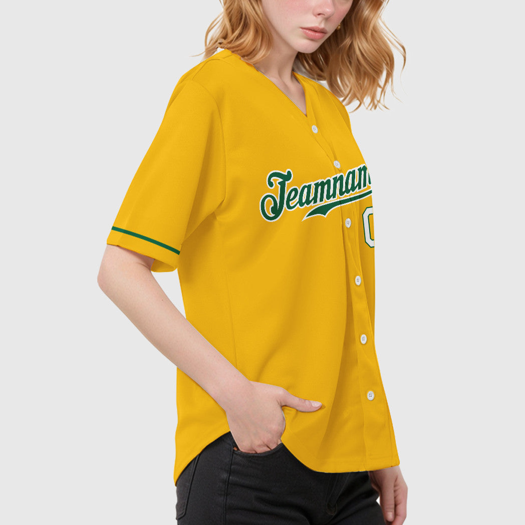 Custom Yellow Kelly Green Kelly Green-White Baseball Jersey