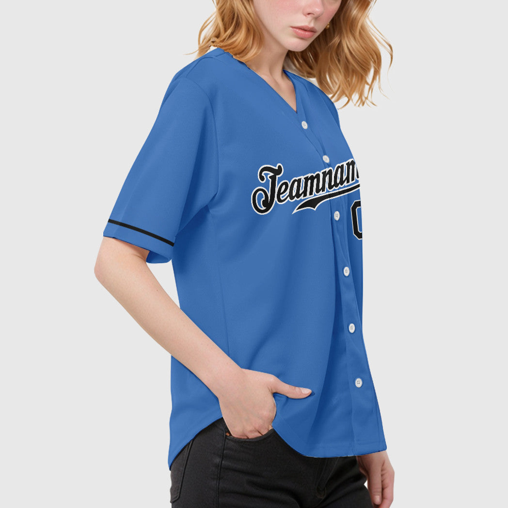 Custom Powder Blue White Black Baseball Jersey